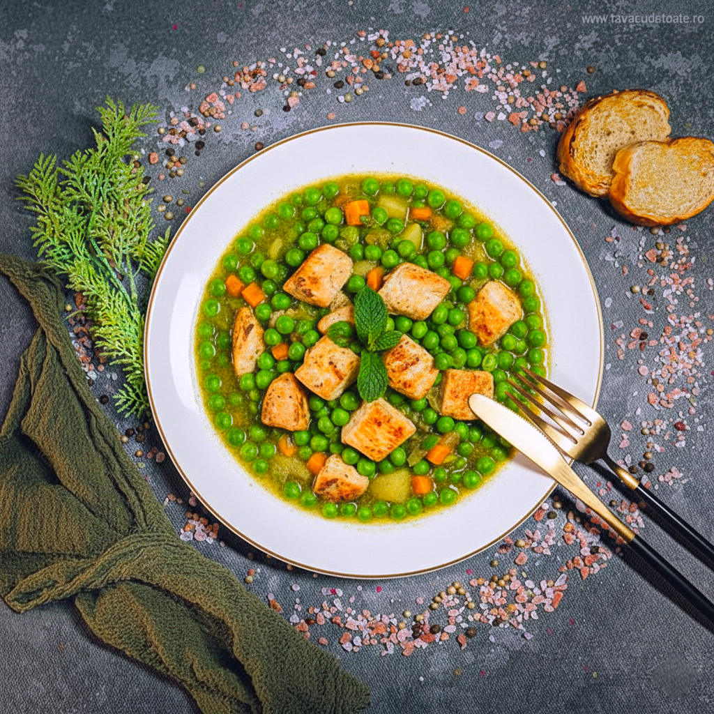 Mazare inabusita cu piept de pui